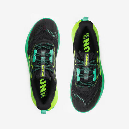 Кросівки дитячі K500 Grip для бігу чорні/зелені