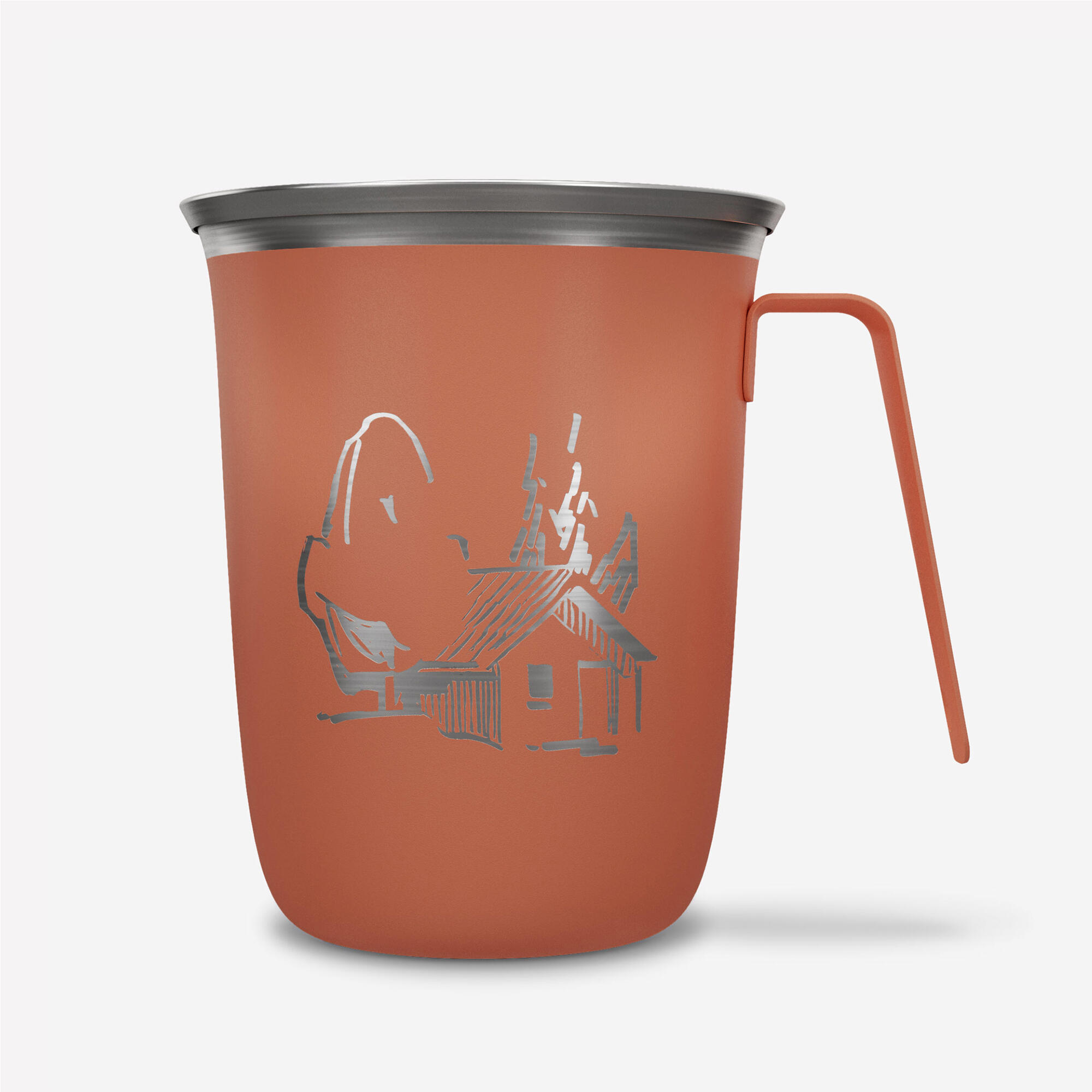 Tasse de camping 0,5L en acier inoxydable rouge
