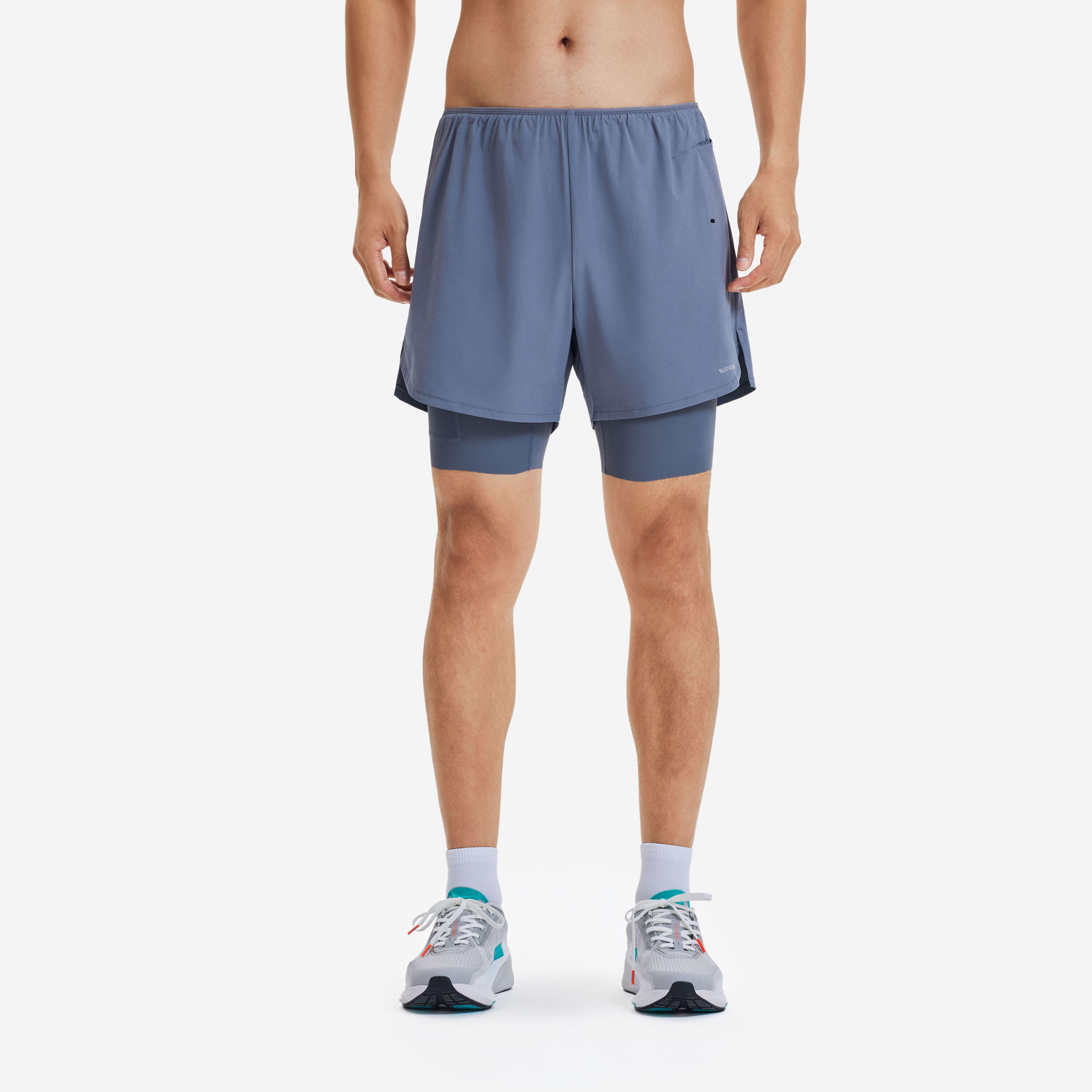 Men's Run 500 Comfort 2 in 1 Running Shorts - Grey