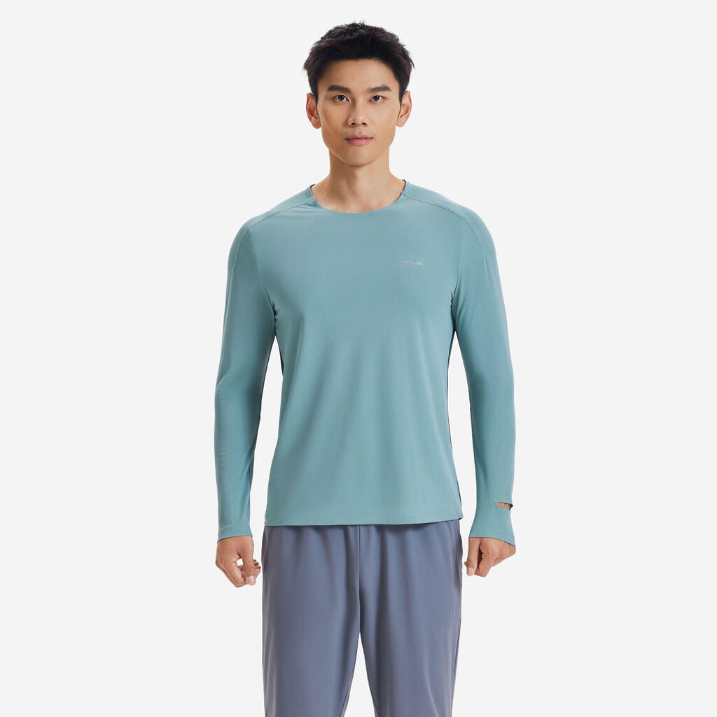 T-shirt de running manches longues respirant et confortable Homme – Vert