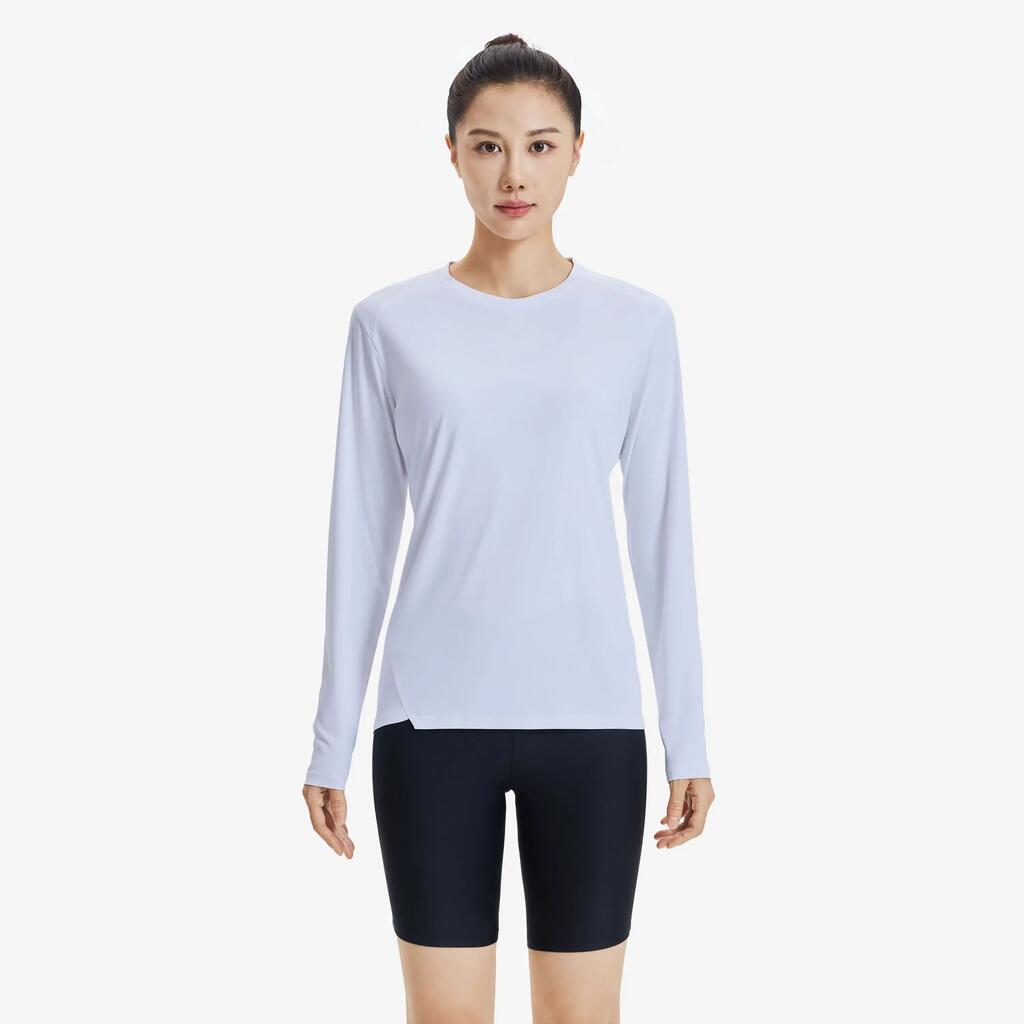 Women's long-sleeved running T-shirt Sun Protect - white