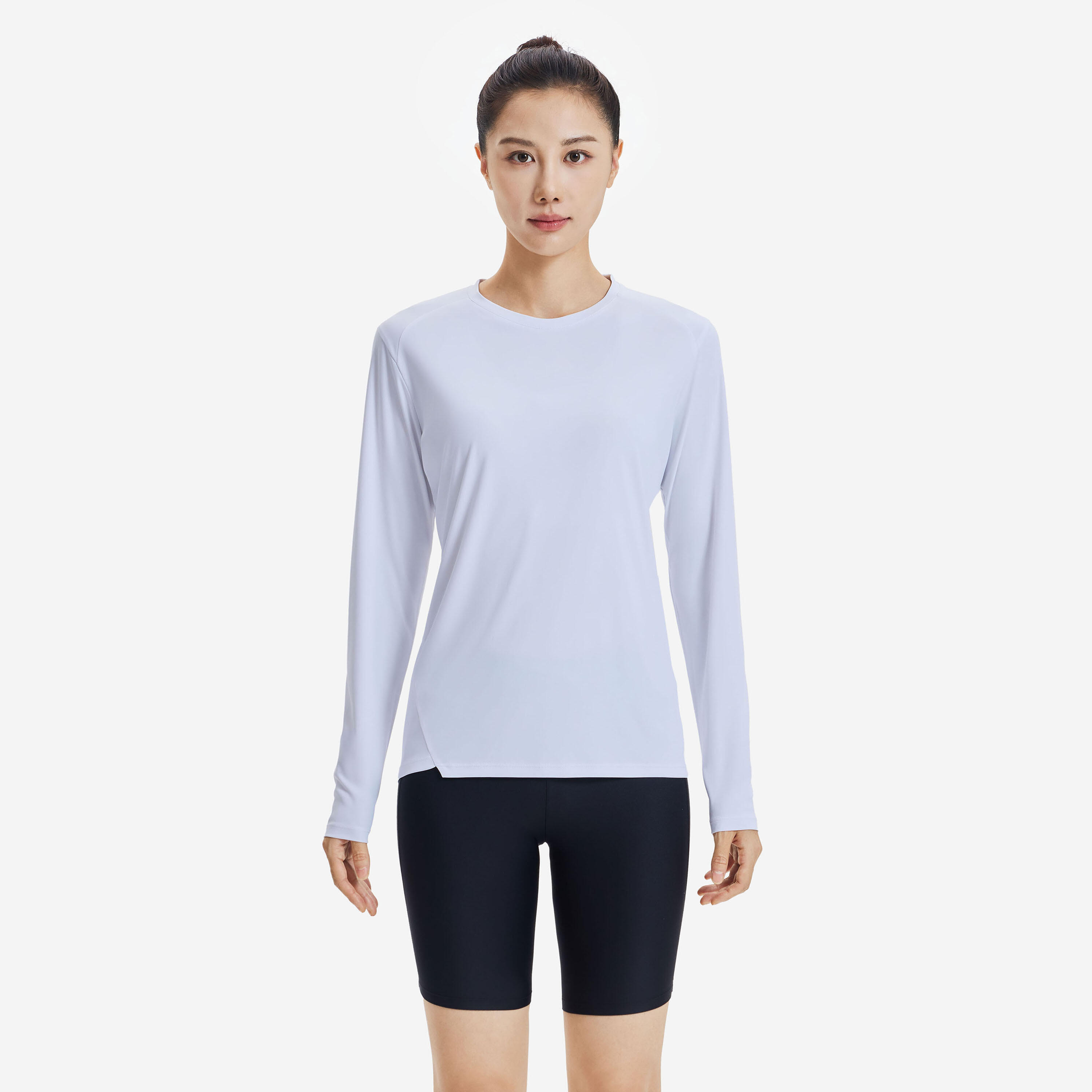 Women's long-sleeved running T-shirt Sun Protect - white