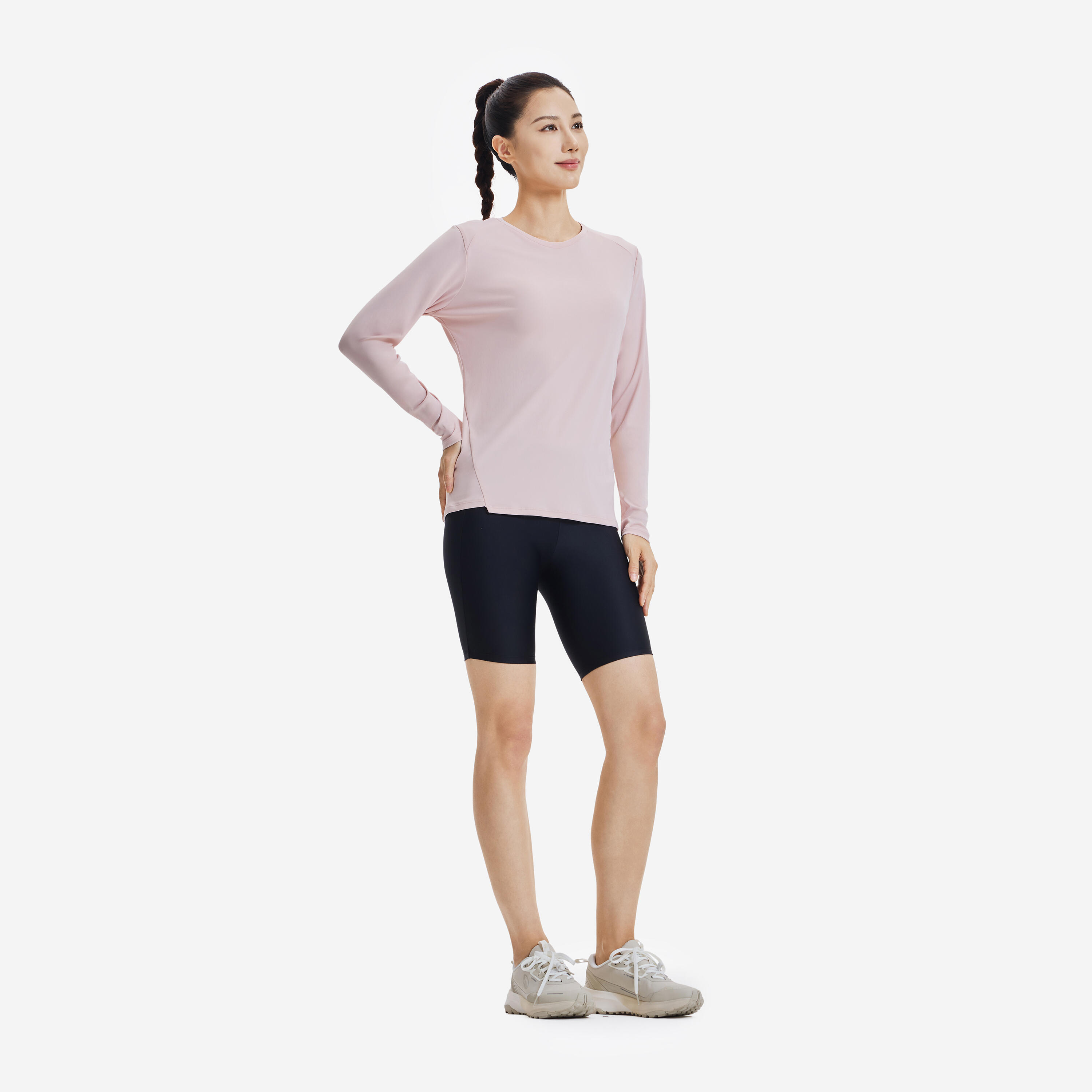 Playera de running de manga larga rosa para mujer Sun Protect 6/18