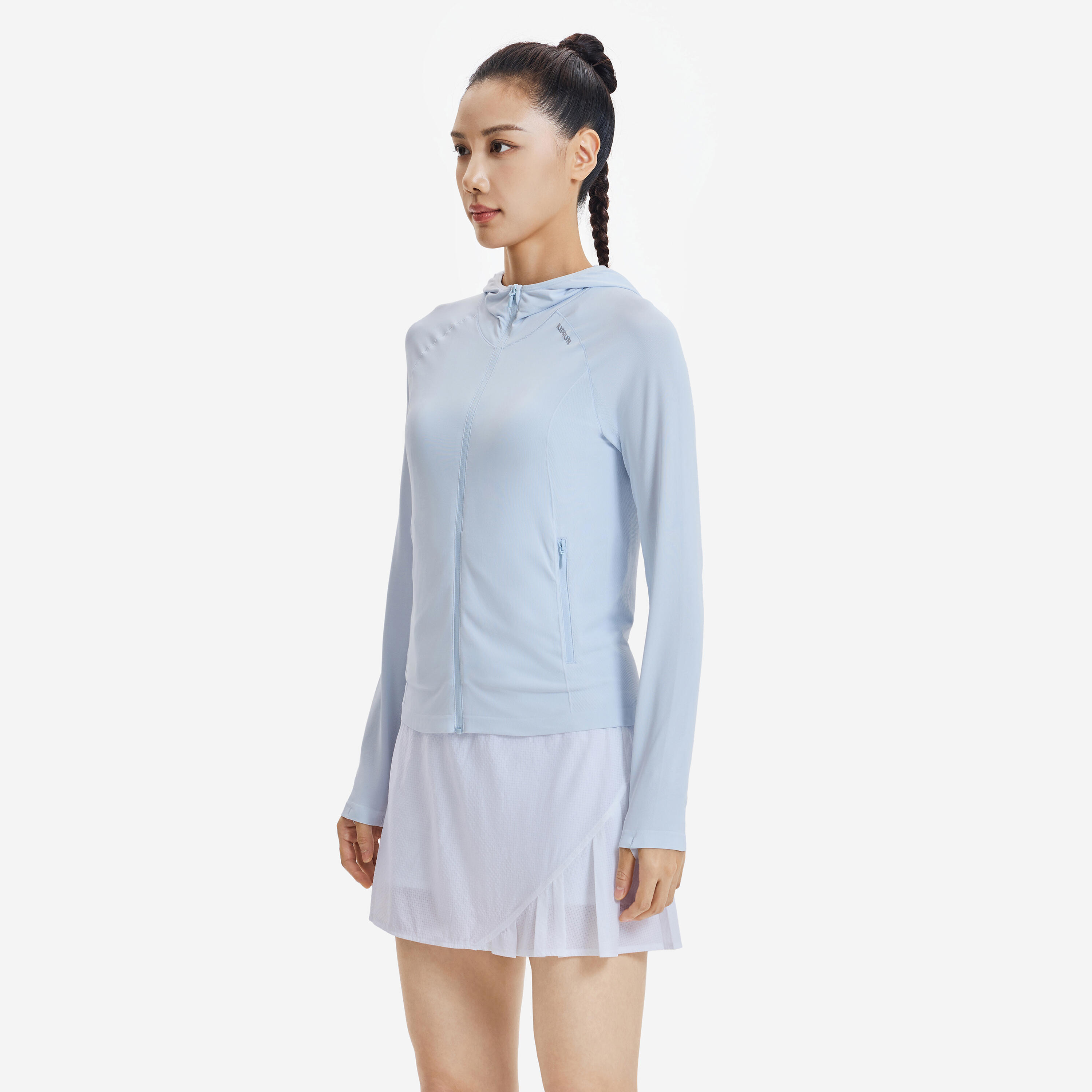 Women's running hooded jacket - Sun Protect - Blue