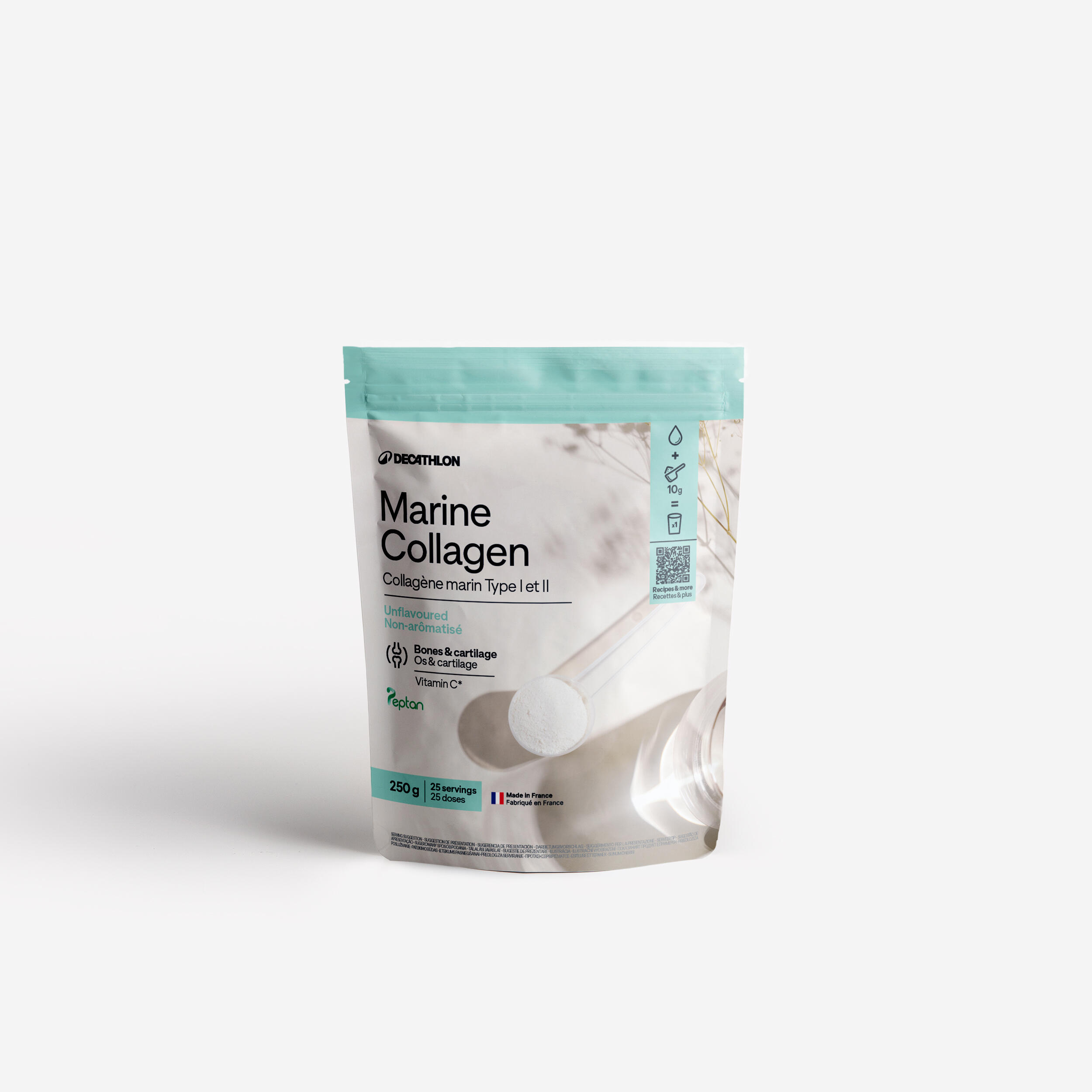 DECATHLON Collagene marino in polvere tipo 1 Peptan® e tipo 2 Cartidyss®, 250 g