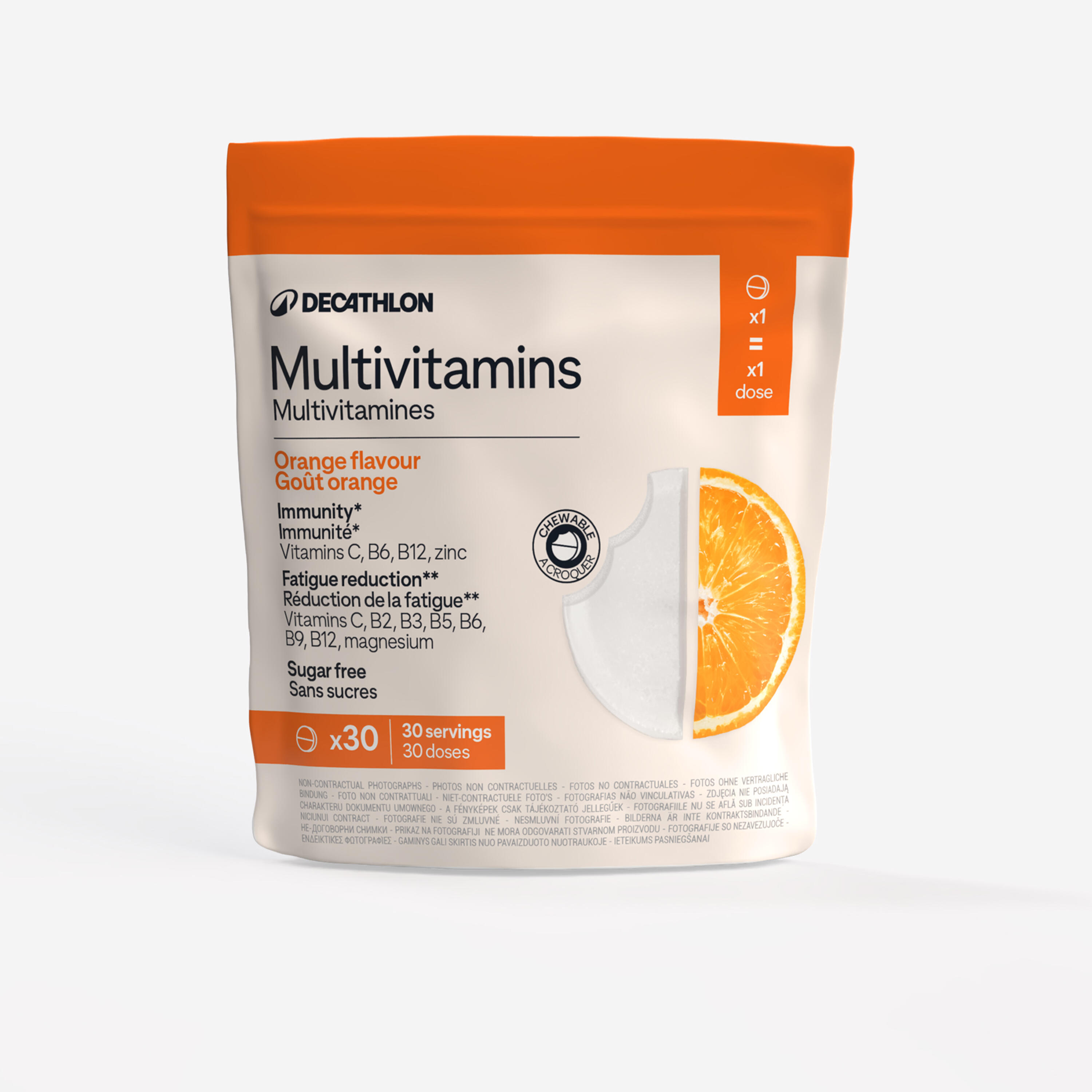 Multivitamine fără zahăr, cu aromă naturală de portocală, 30 comprimate
