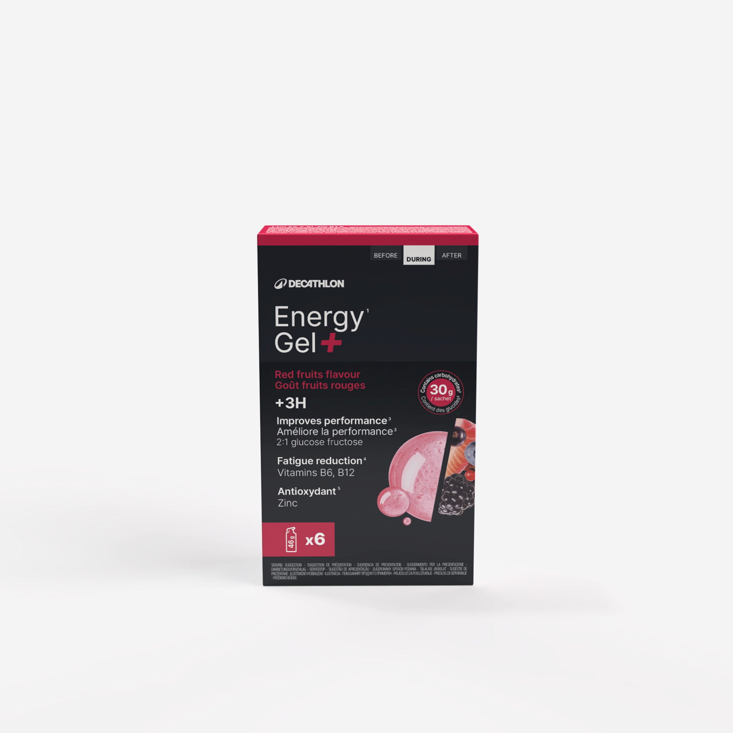 Gel énergétique plus de 3 heures fruits rouges, energy gel + x6 - Aptonia