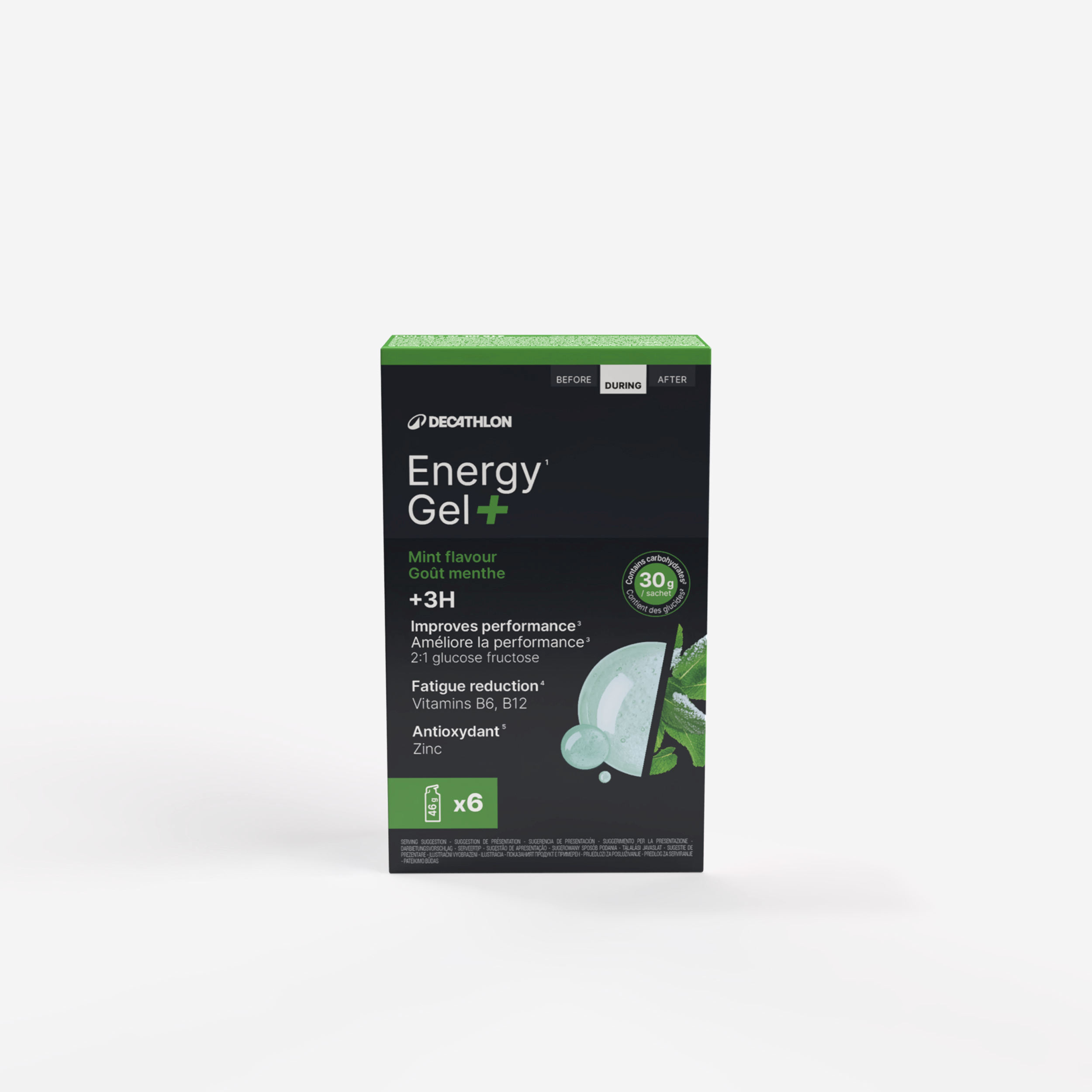 Gel énergétique plus de 3 heures menthe, energy gel + x6. - Aptonia