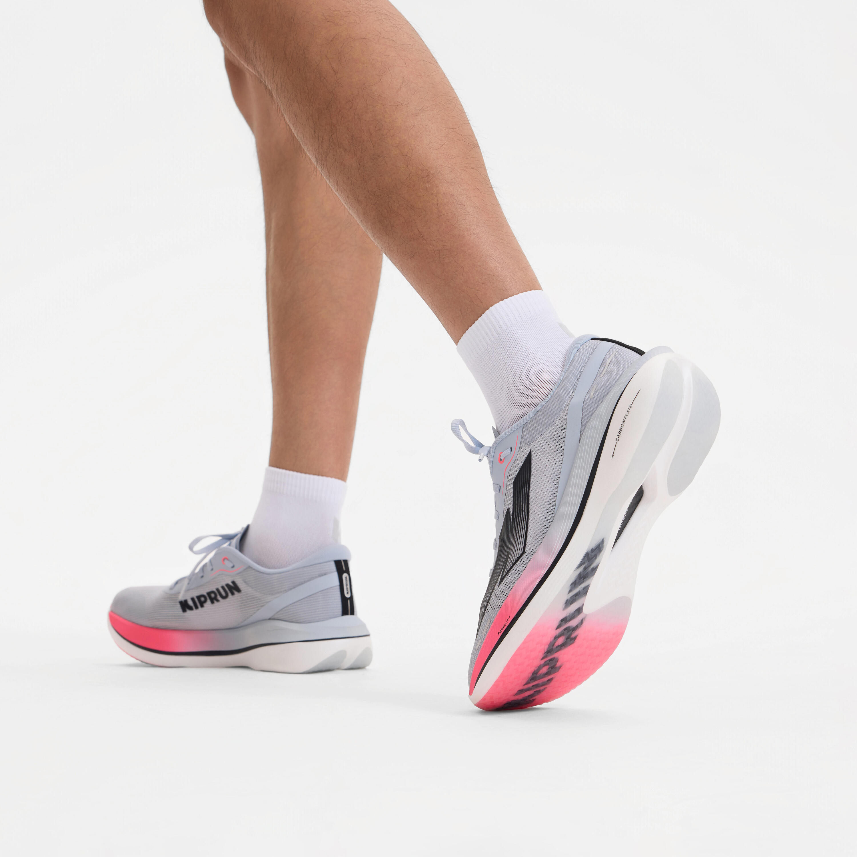 Zapatillas running placa carbono Kiprun Kipstorm Challenger Hombre - gris rosa 14/16