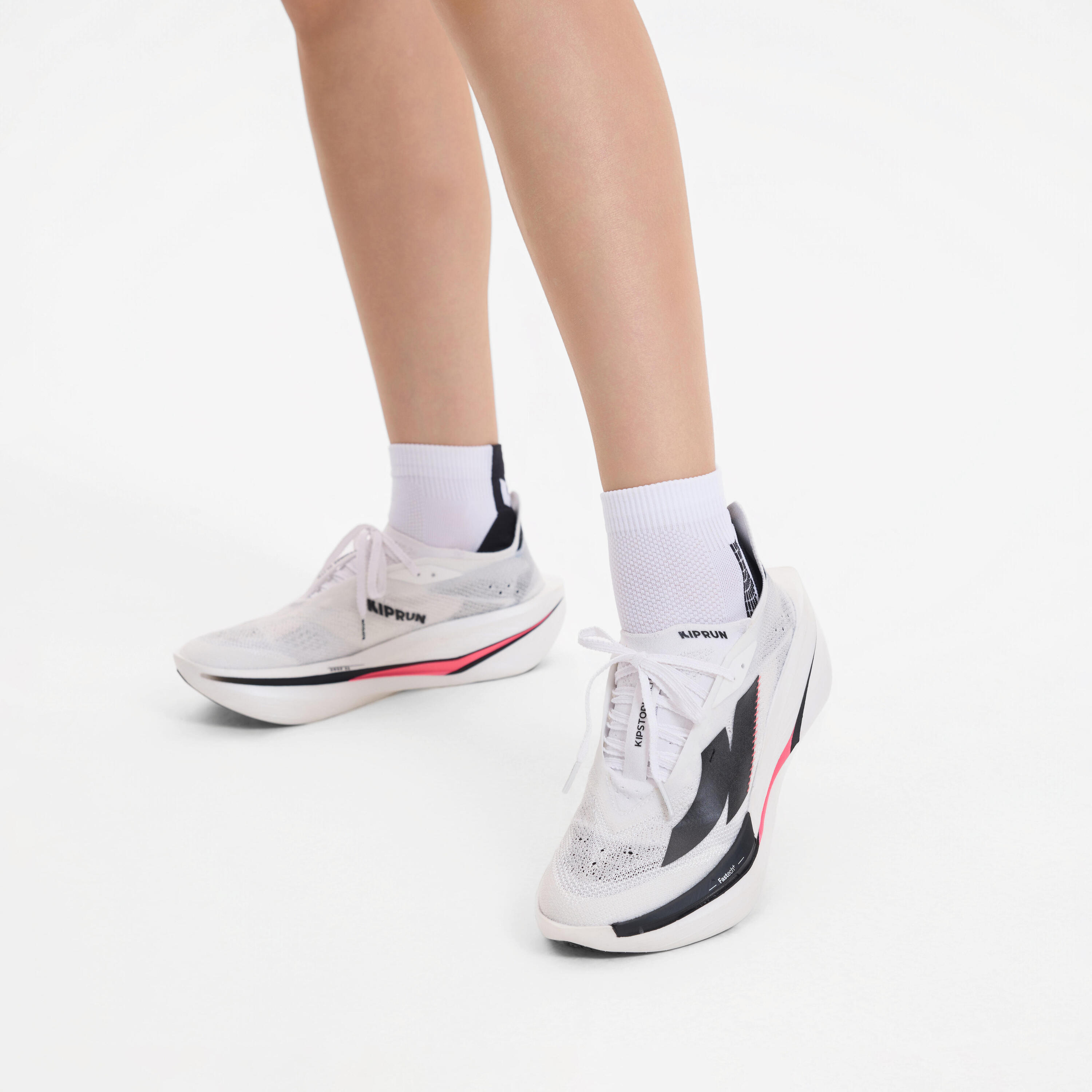 Zapatillas running placa carbono Kiprun Kipstorm Elite Mujer - blanco rosa 9/12