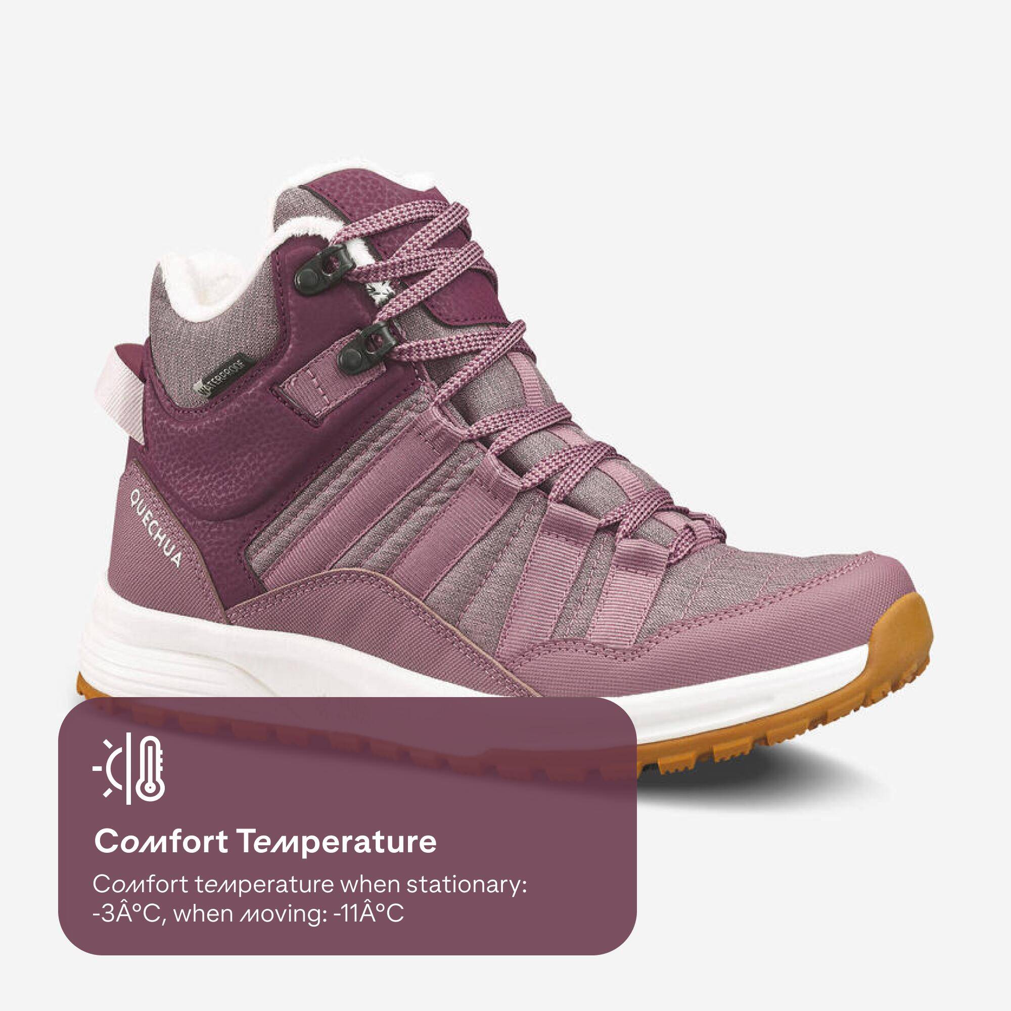 Women's Warm and Waterproof Hiking Boots NH500 Mid - Burgundy -  2