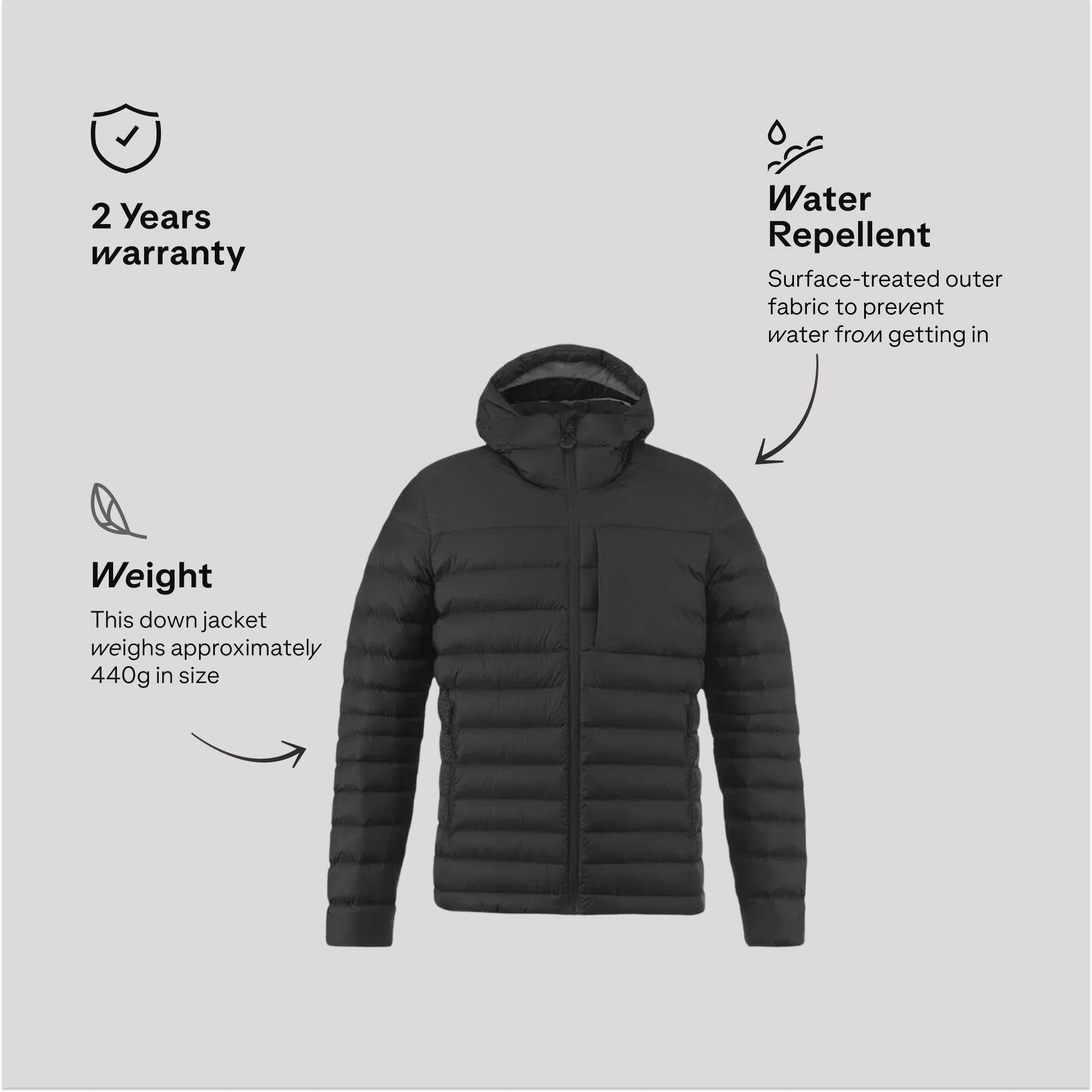 Men Lightweight Packable Down Jacket - MT500 -10°C Black -  4