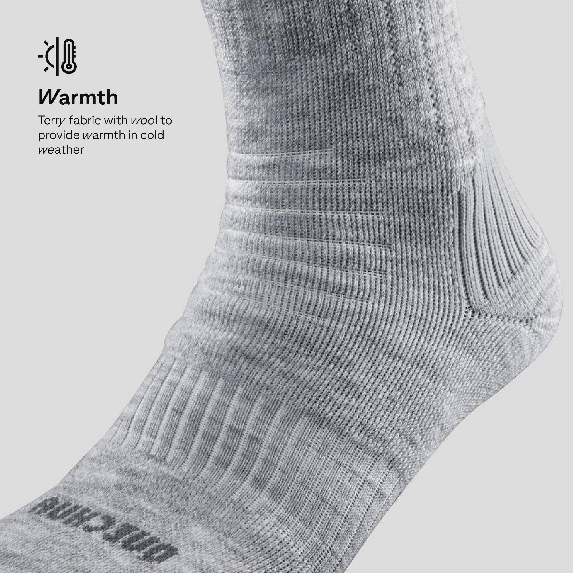 Unisex Winter Socks with Wool & Acrylic 2 Pairs Grey - SH100 -  4
