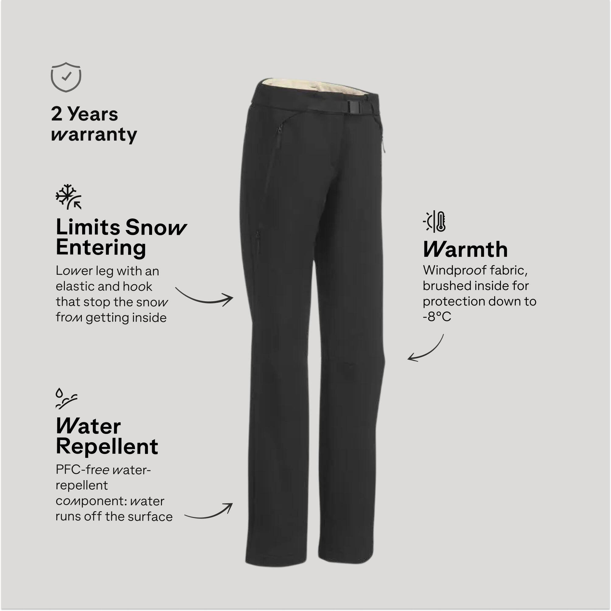 Women’s warm and water-repellent hiking trousers, SH500 - Black -  4