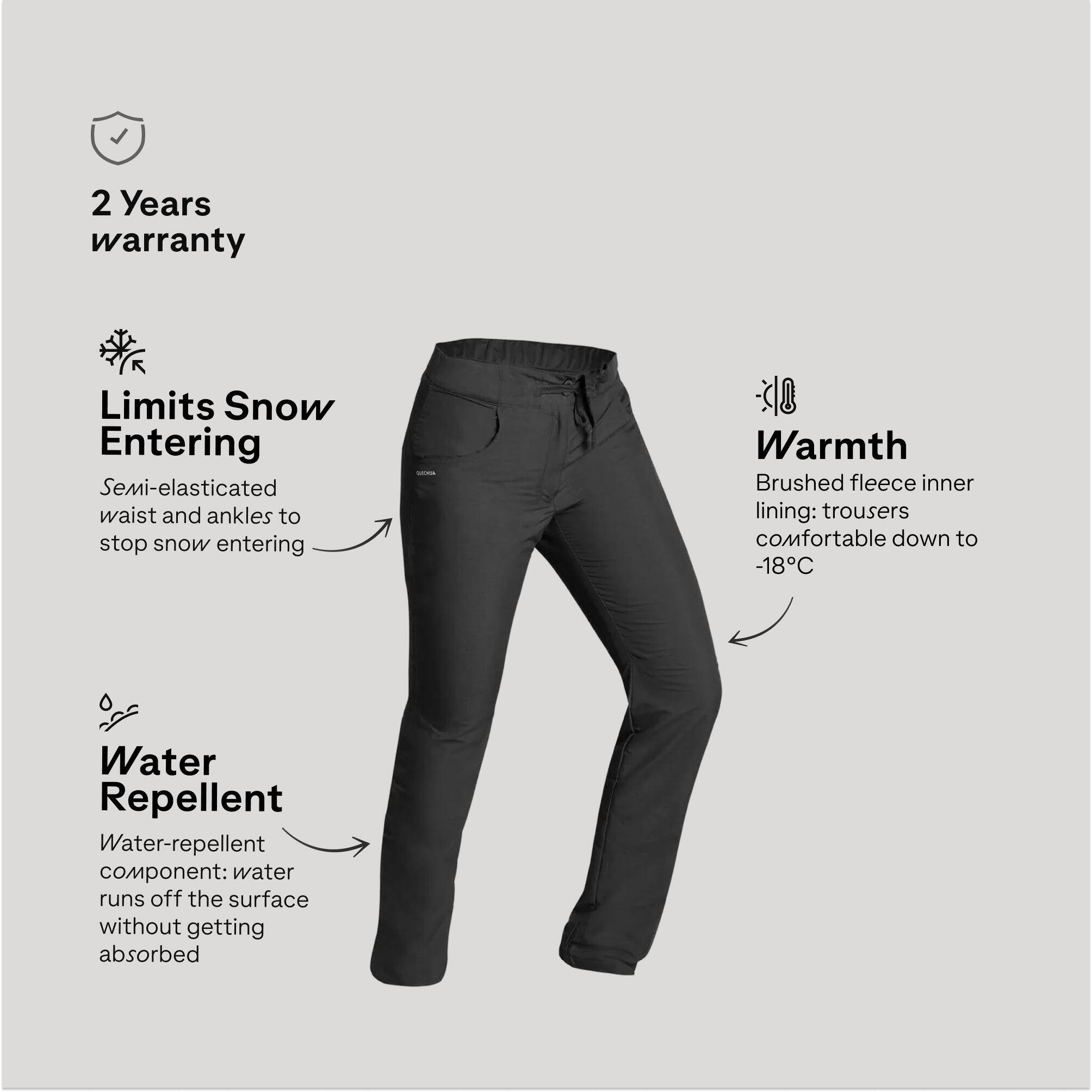Women’s Warm Water-Repellent Hiking Trousers NH100 - Black -  3