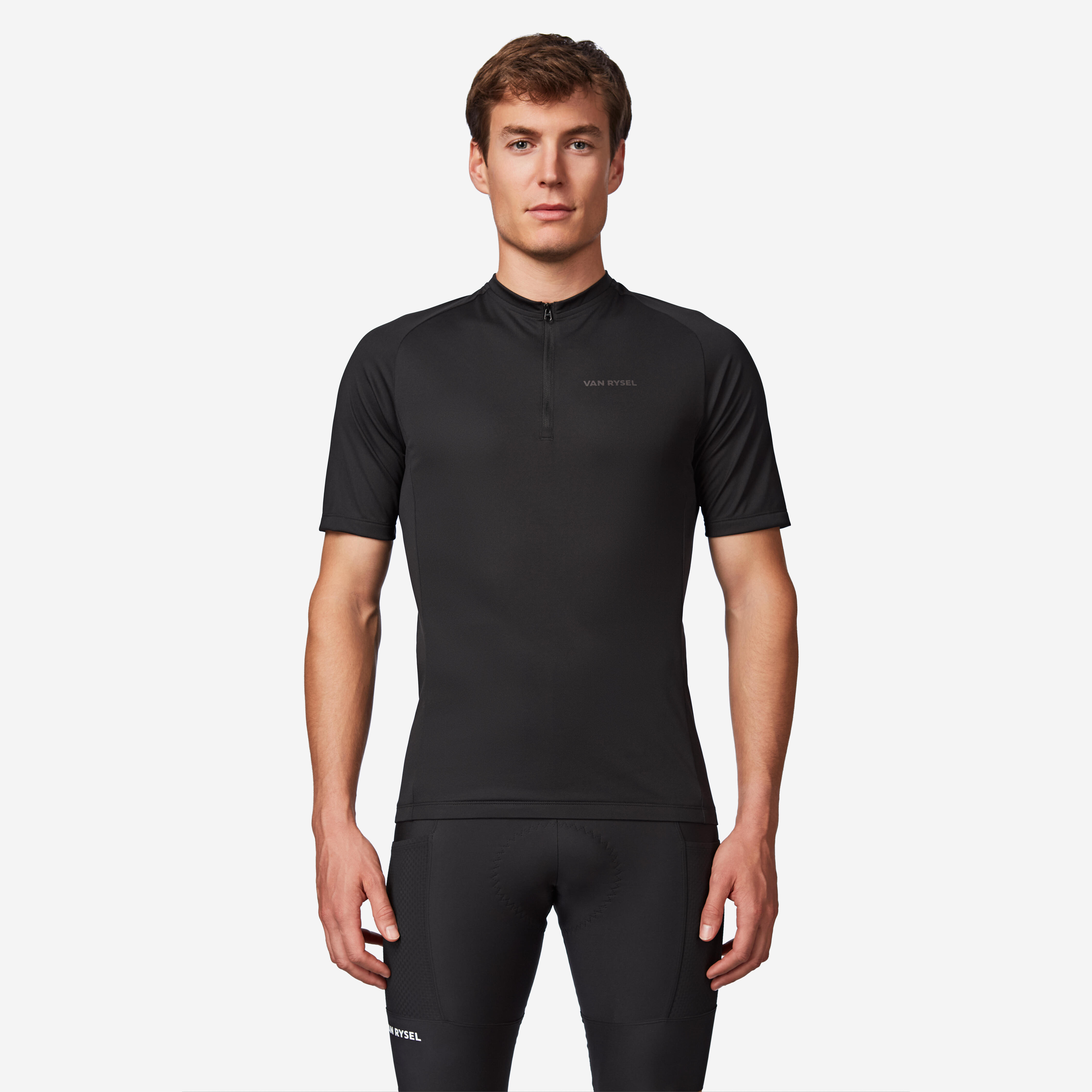 Men's Road Cycling Short-Sleeved Summer Jersey Essential - Black