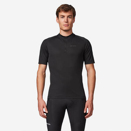 Maillot manches courtes de vélo de route homme, Essential noir