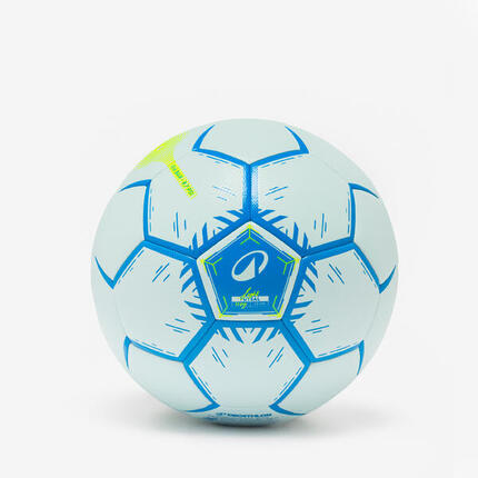 Ballon de futsal hybride light taille 4 bleu et jaune fluo