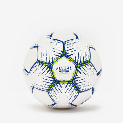 Zaalvoetbal maat 3 hybride wit/blauw/neongeel