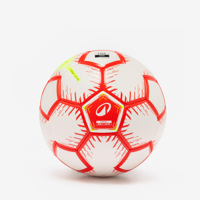 Minge de futsal hibridă mărimea 4, roșu și alb
