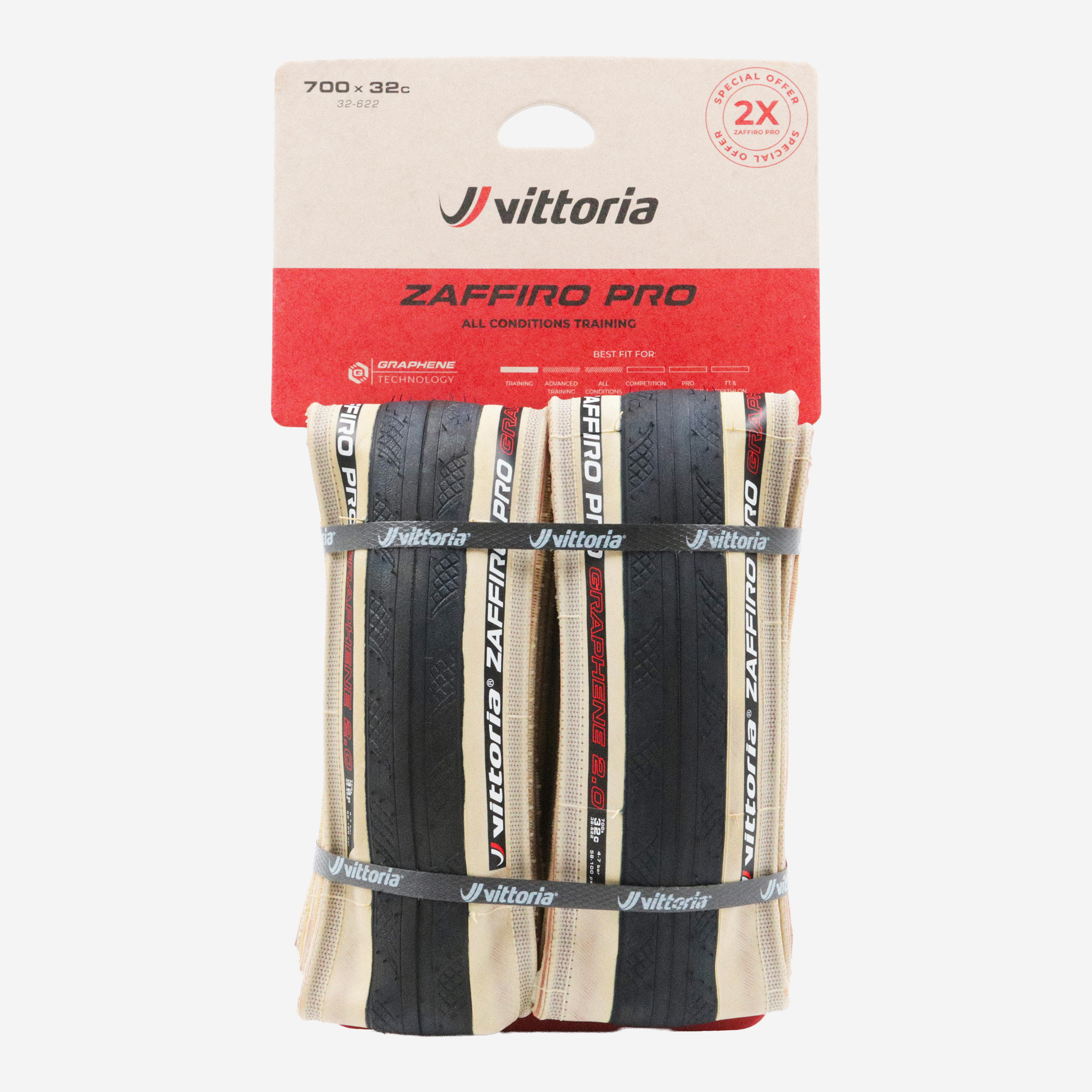 Set van 2 wegbanden (flexibele hiel) Vittoria Zaffiro Pro V 700x32