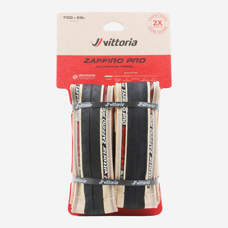 Set 2 cauciucuri șosea talon flexibil - Vittoria Zaffiro ProV 700x28 tanwall Bej