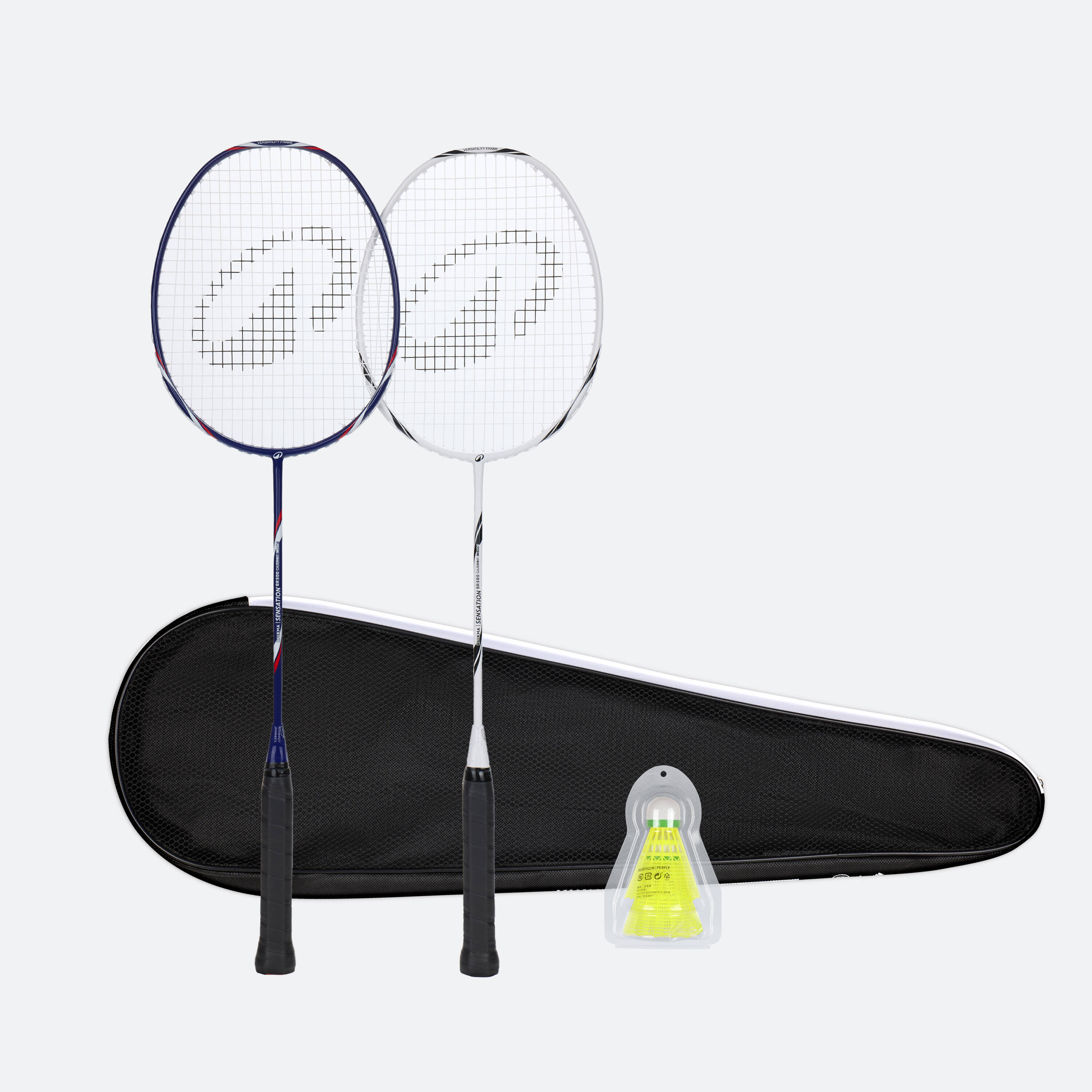 ADULT BADMINTON RACKET BR SENSATION 500 SET WHITE BLUE -  2