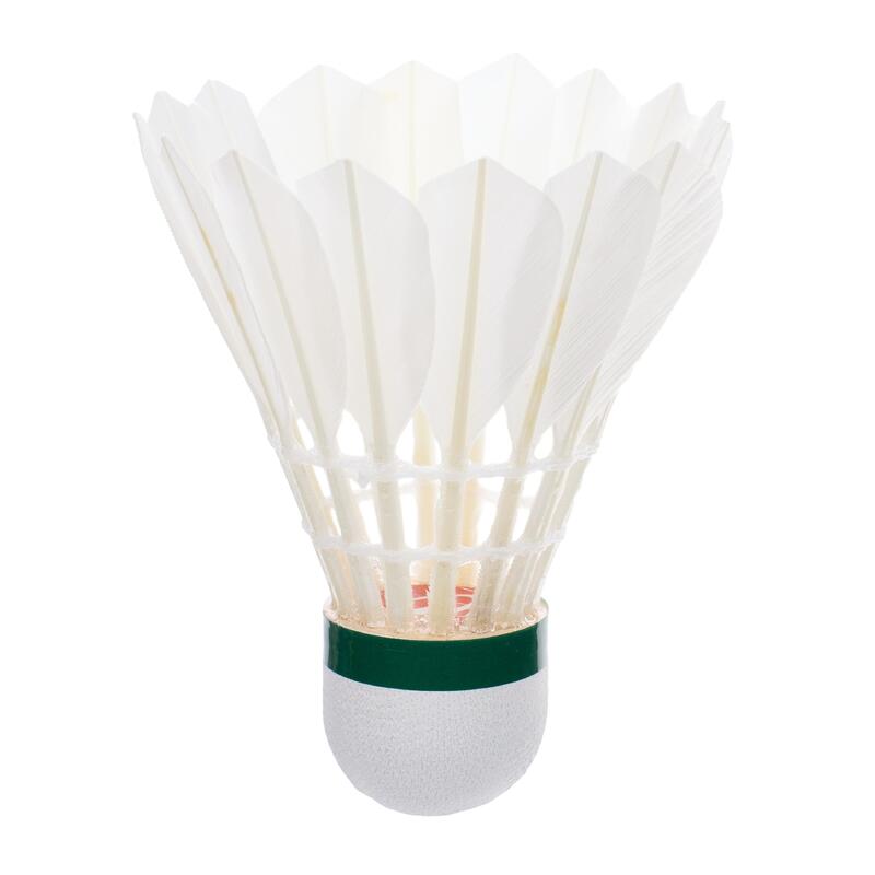 Set de 12 fluturași pentru badminton, cu pene FSC 530 SPEED 77 - Alb