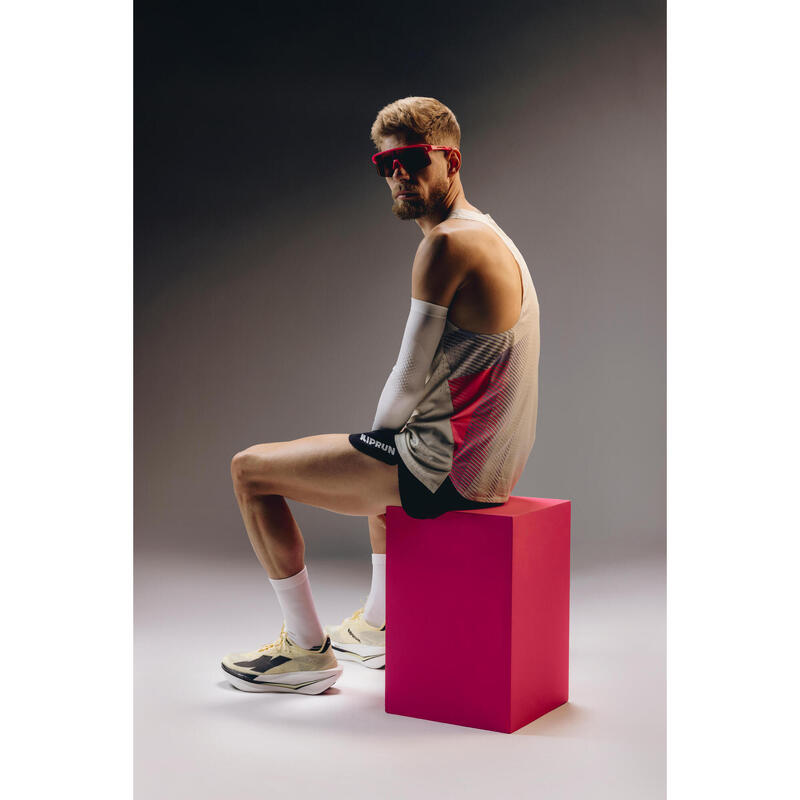 Maiou de alergare Kiprun PROTEAM bej-roz bărbați