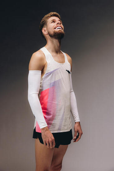 Débardeur de running Homme, Kiprun PROTEAM beige rose