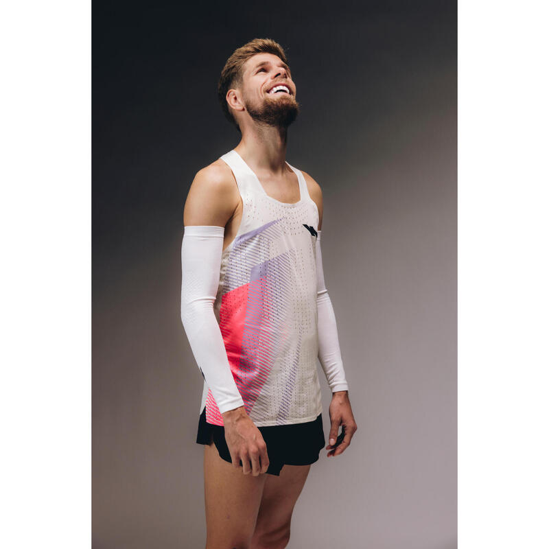 Maiou de alergare Kiprun PROTEAM bej-roz bărbați