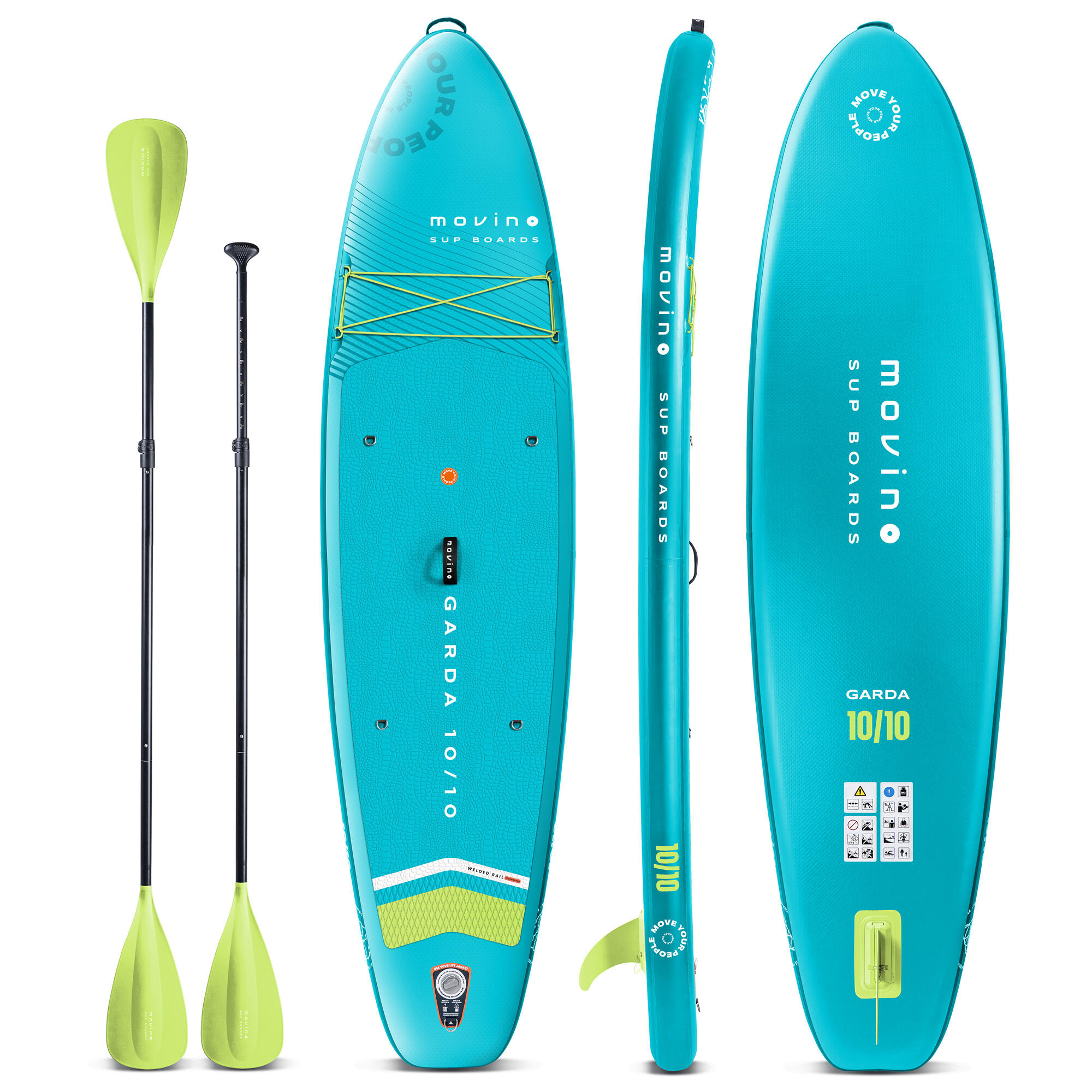 Zestaw SUP Movino Garda 330 cm z siedziskiem kajakowym Turkus/Limonka 4/7