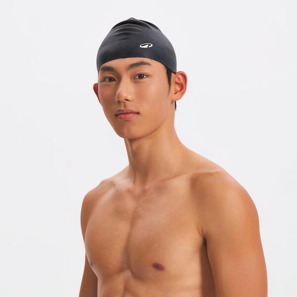 Black silicone swim cap