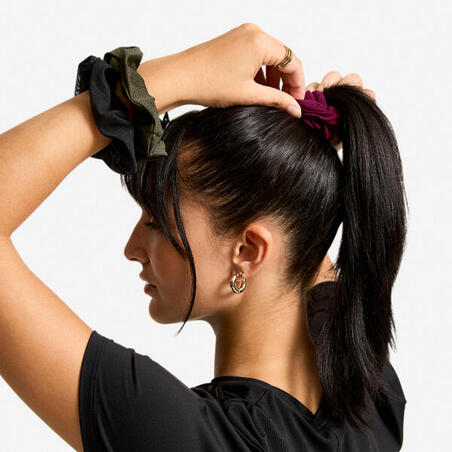 Резинки для волосся 3 шт чорна/фіолетова /зелена