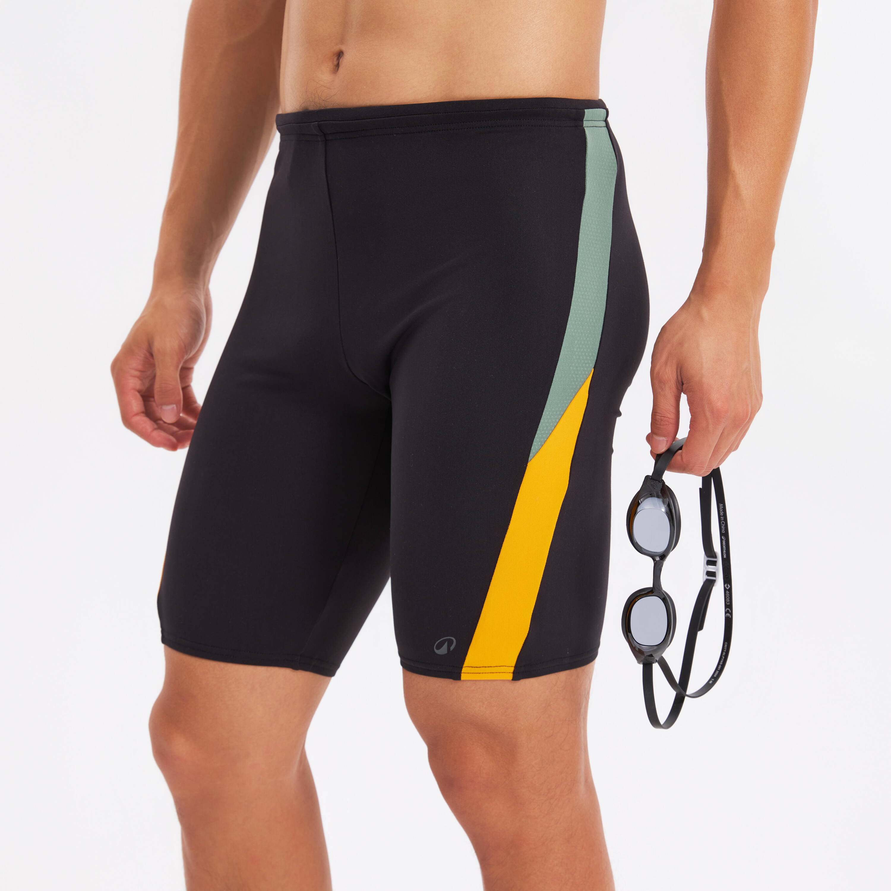 Men’s swimming jammer, Yoko black yellow -  4