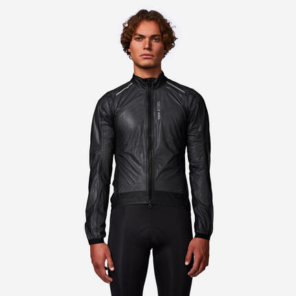 Rennrad Regenjacke langarm Racer Ultralight Herren schwarz