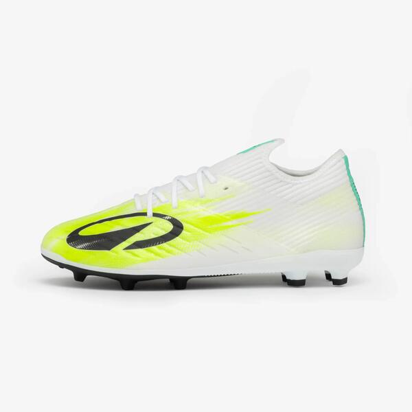 KIPSTA Botas de fútbol niño con cordones CLR FG Blanco Amarillo Meteor