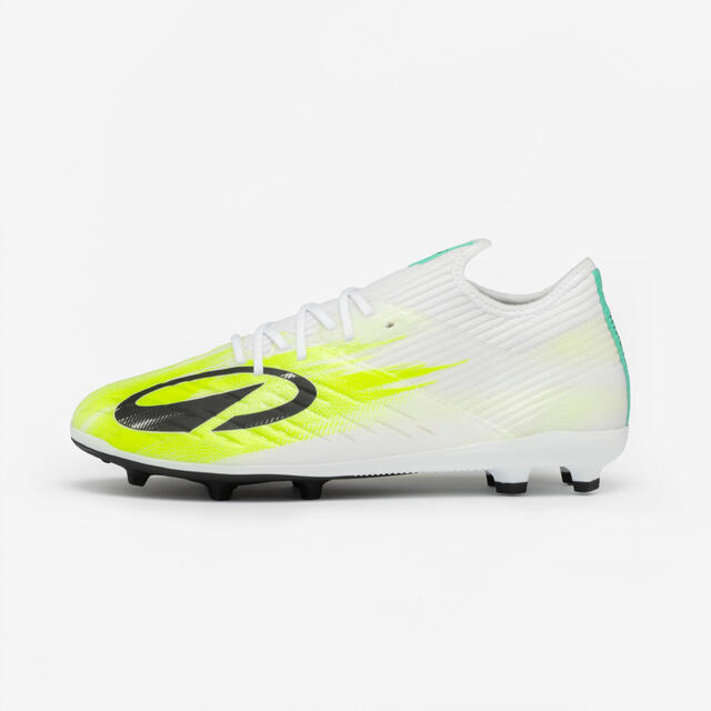 Kinder Fußball Nockenschuhe FG mit Schnürung - CLR weiß/gelb Meteor