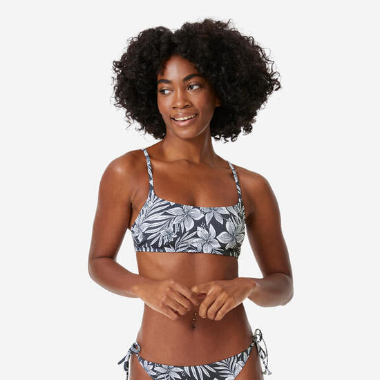 Haut de maillot bain brassière surf femme, bleu