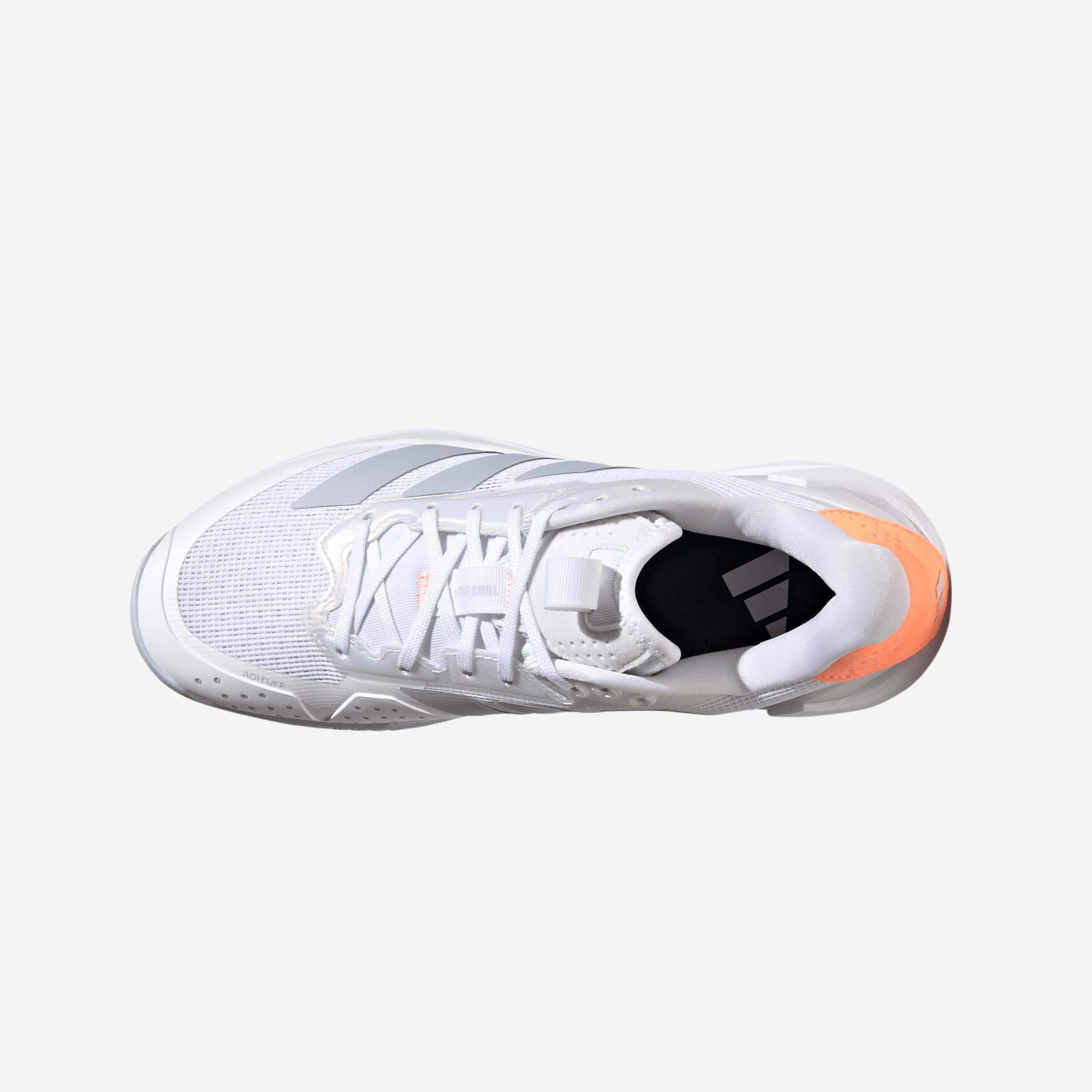 Chaussures de tennis multicourt femme, Ubersonic 5 blanc orange 7/7