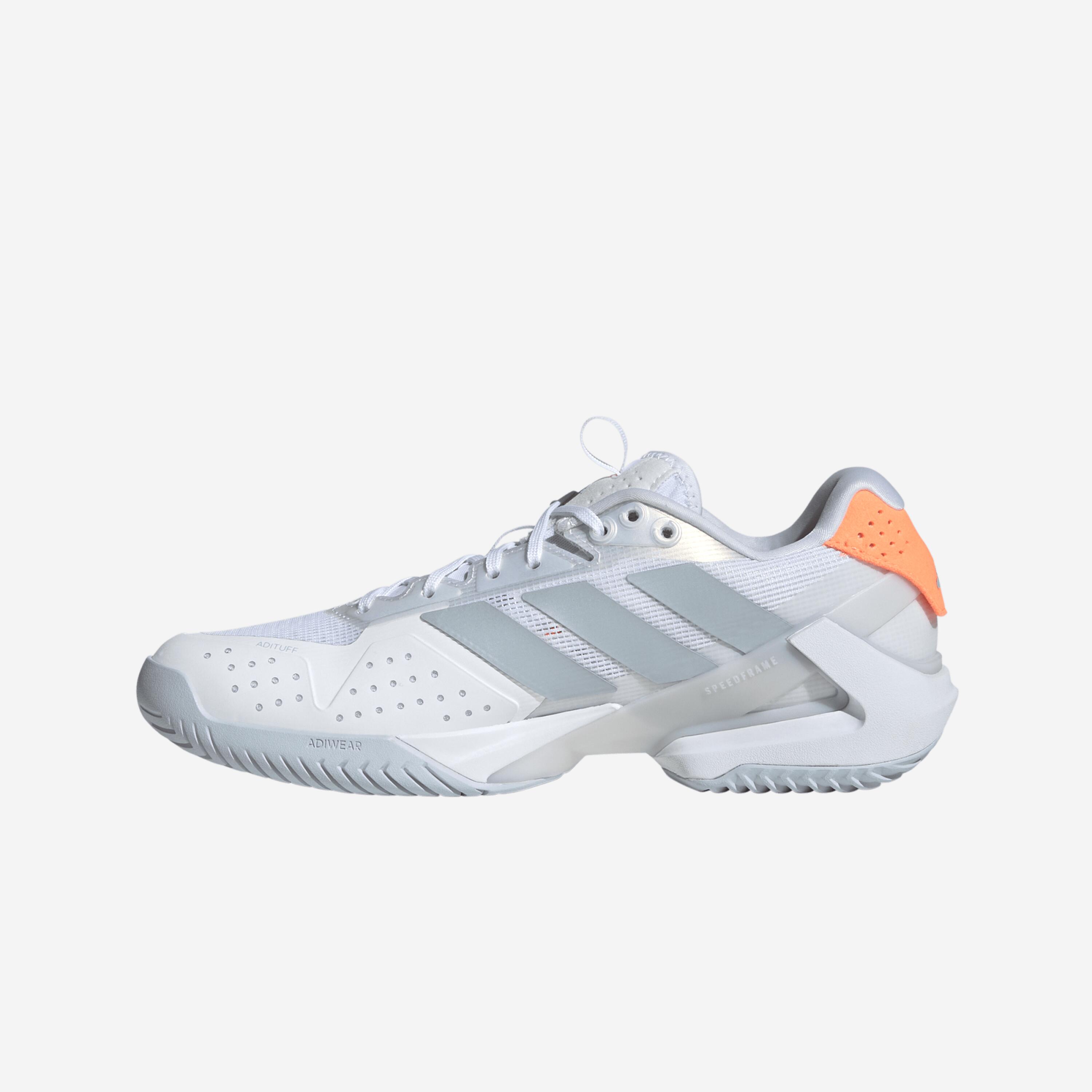 Chaussures de tennis multicourt femme, Ubersonic 5 blanc orange 5/7