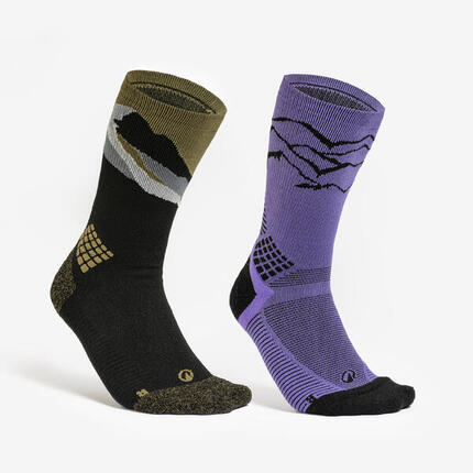 Calcetines altos de montaña y trekking anti-rozaduras 2 pares Quechua MH500