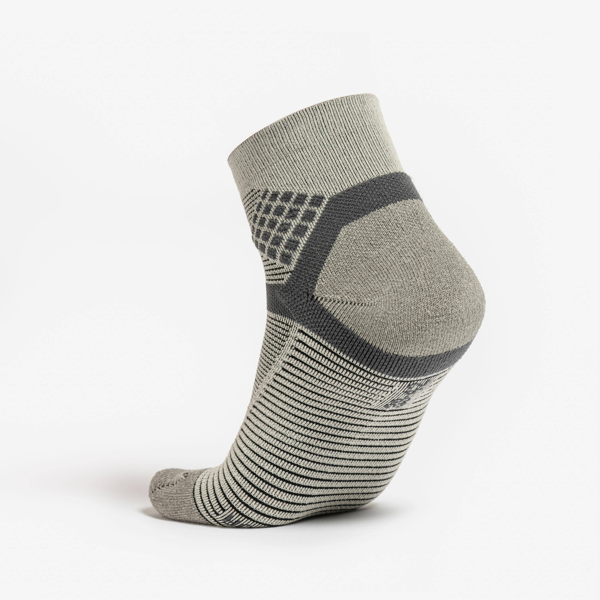 Adult mid-height hiking socks (2 pairs) Hike 500 - Beige -  4