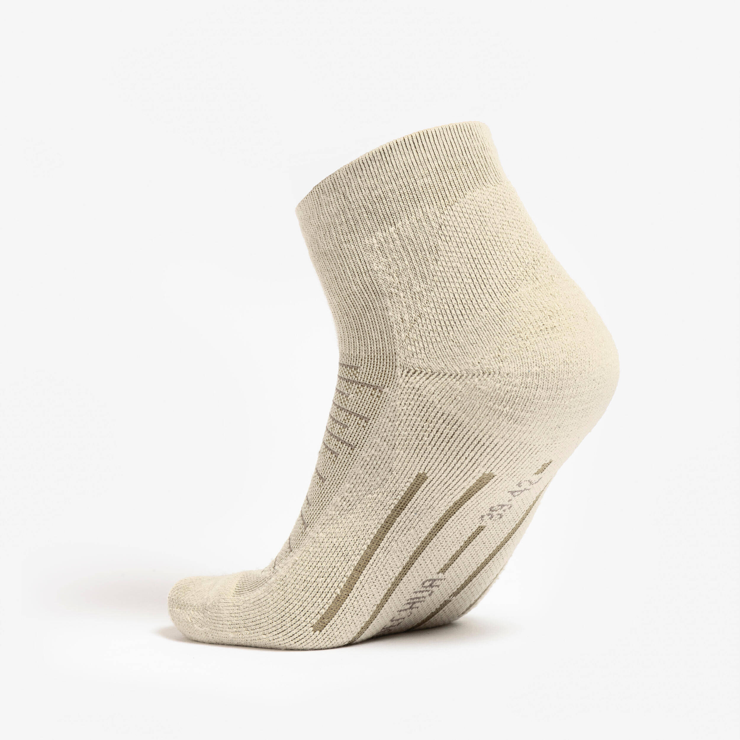Adults’ mid-rise hiking socks (2 pairs), Hike 100 - Beige -  5