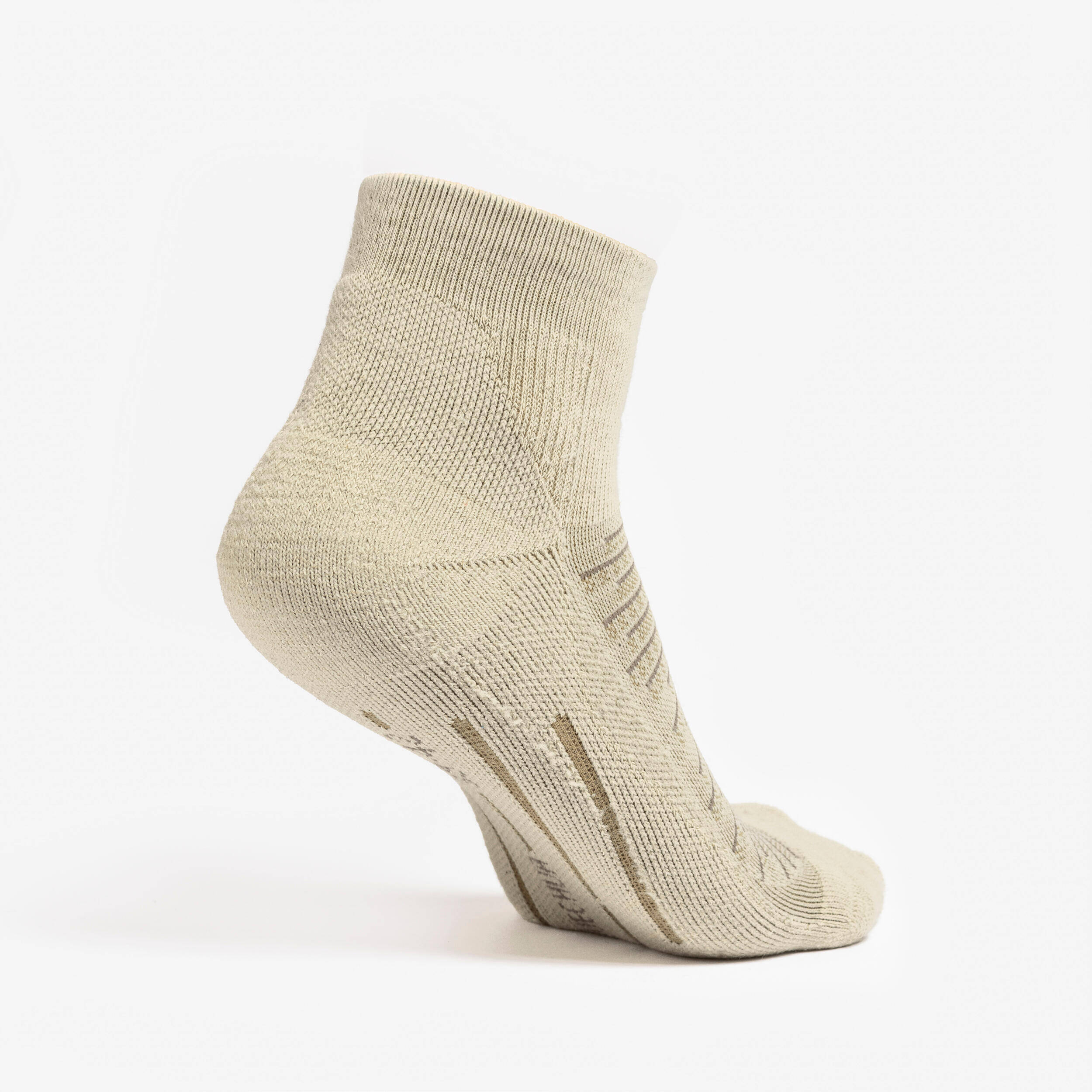 Adults’ mid-rise hiking socks (2 pairs), Hike 100 - Beige -  3