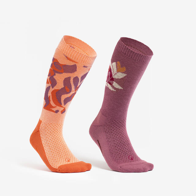 Wandersocken Damen/Herren hoch Lyocell/Leinen 2er-Pack - Hike 100 Limited