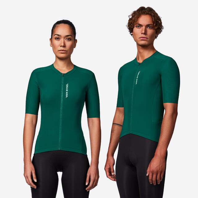 Maillot Ciclismo Carretera RCR-R 2 Unisex Verde Manga Corta Muy Ajustado