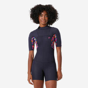 Shorty Surf 500 Pétalos Mujer Neopreno 1,5 mm Cremallera Espalda Manga Corta