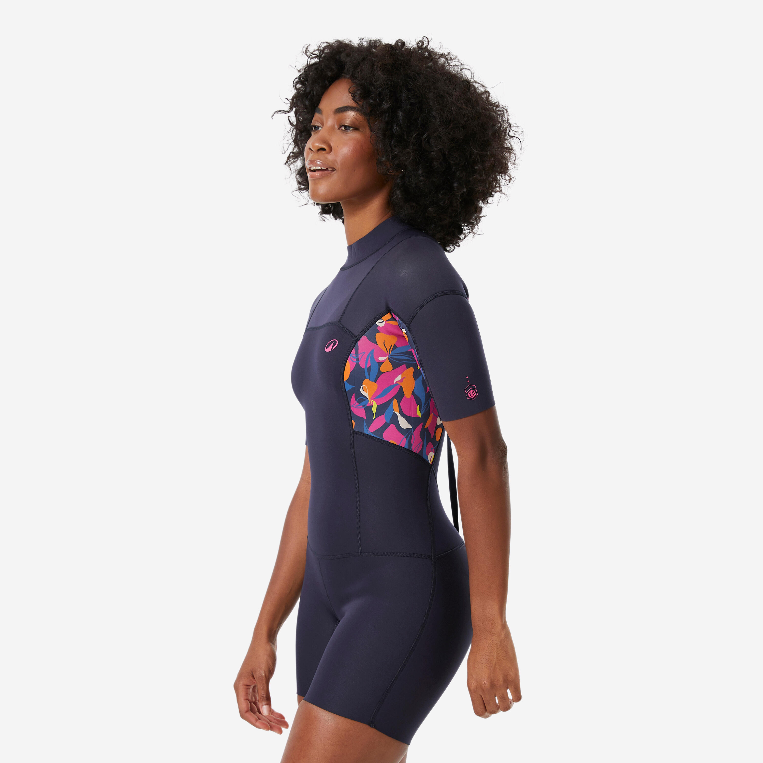 Shorty surf back zip manches courtes néoprène 1,5mm femme, 500 Pétales 3/8