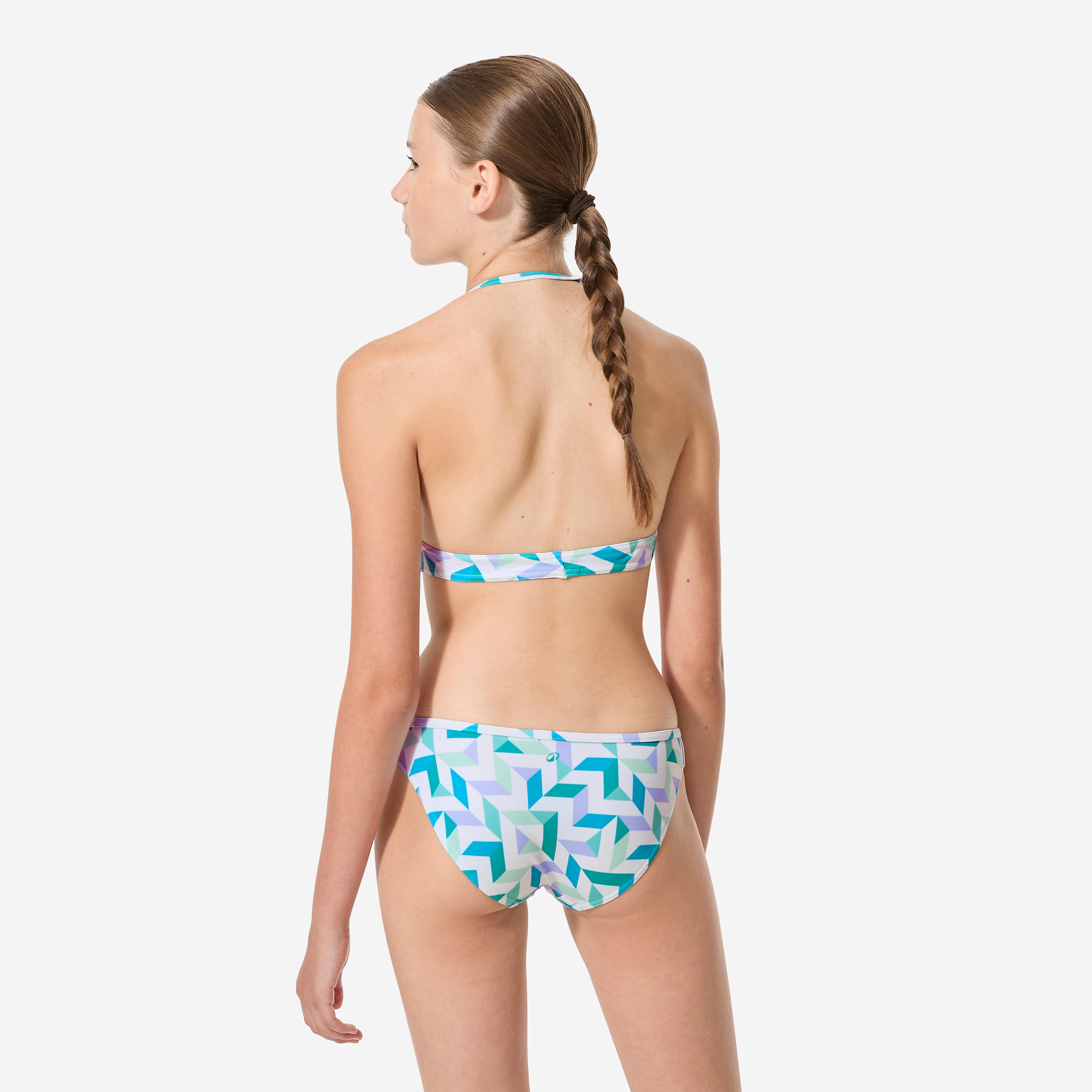 Maillot 2 pièces surf fille, Tali Geomina turquoise 2/6